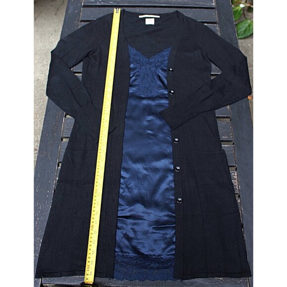 Nolita - "2 in 1" Cotton Cashmere Sweater Dress, Black + Blue Lace Inset, Large - Picture 6 of 9
